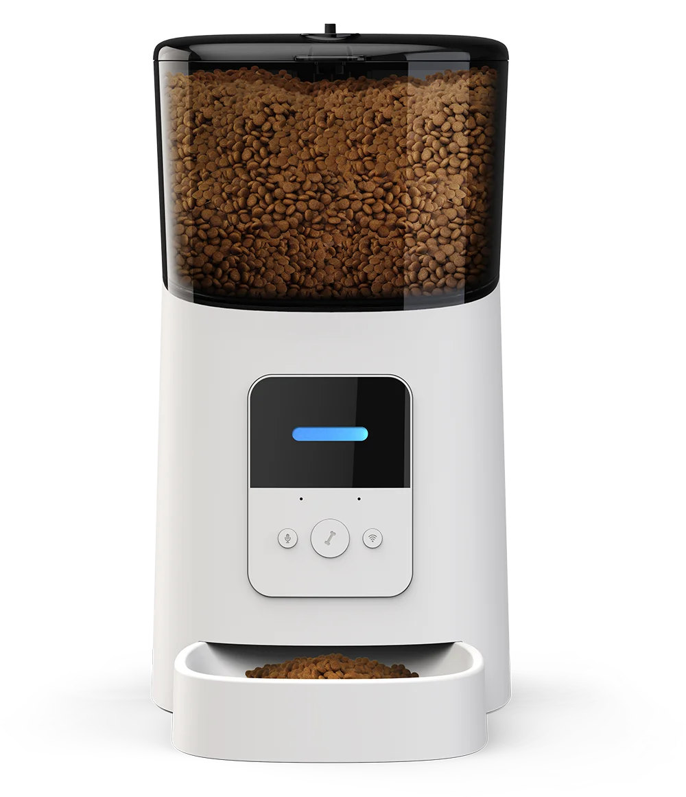 Distributeur automatique de nourriture pour chiens et chats Smart Feed, distributeur de nourriture pour animaux de compagnie compatible Wi-Fi, application pour smartphone pour iPhone, enregistreur vocal et alimentation programmable