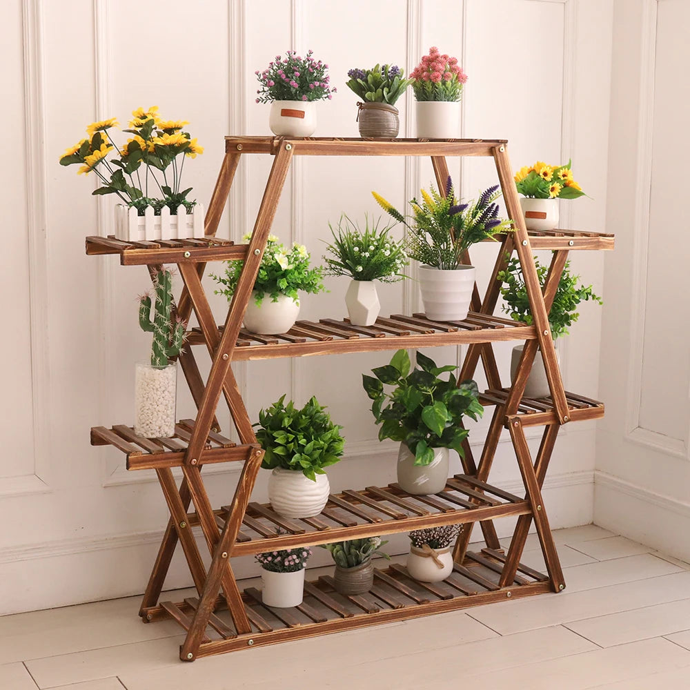 Grand support triangulaire en bois pour plantes d'intérieur à 6 niveaux, étagère d'angle pour pots de fleurs, présentoir, étagères de rangement