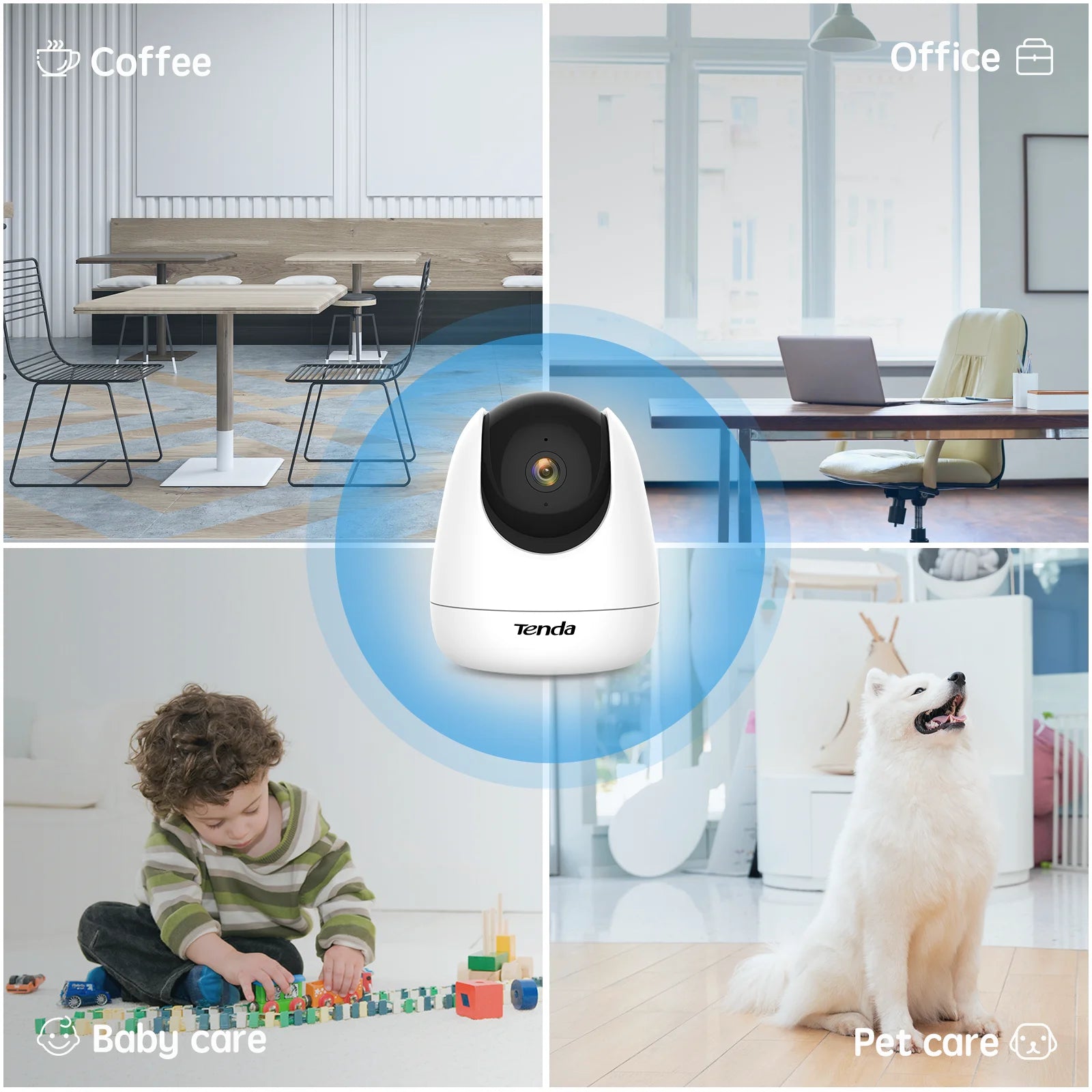 Caméra de surveillance Tenda CP3 1080P Full HD 2 Mpx, Wifi, IP, sécurité pour enfants, babyphone vidéo, mini caméra de sécurité