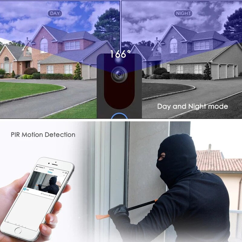 EKEN V7 HD 1080P Smart WiFi Vidéo Sonnette Caméra Interphone Visuel Vision Nocturne IP Sonnette Caméra de Sécurité Sans Fil