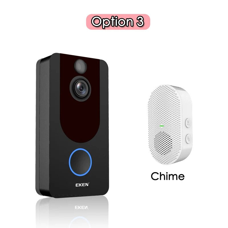EKEN V7 HD 1080P Smart WiFi Vidéo Sonnette Caméra Interphone Visuel Vision Nocturne IP Sonnette Caméra de Sécurité Sans Fil