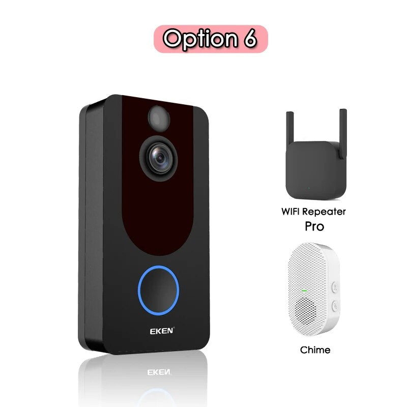 EKEN V7 HD 1080P Smart WiFi Vidéo Sonnette Caméra Interphone Visuel Vision Nocturne IP Sonnette Caméra de Sécurité Sans Fil