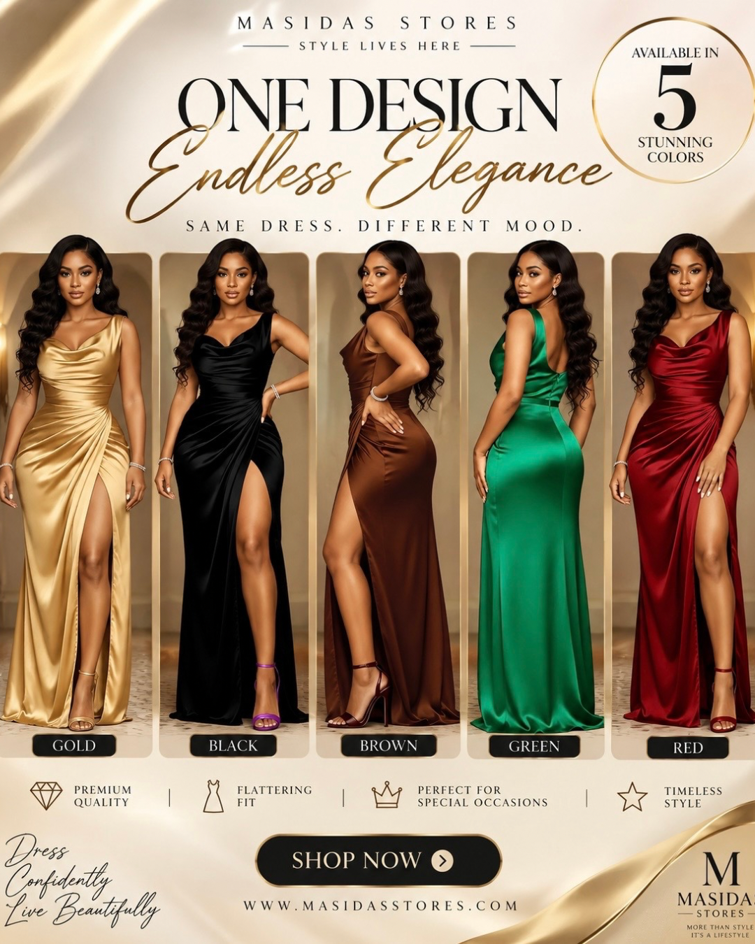 Full Size Satin Cowl Neck High Slit Maxi Dress Plus Size
