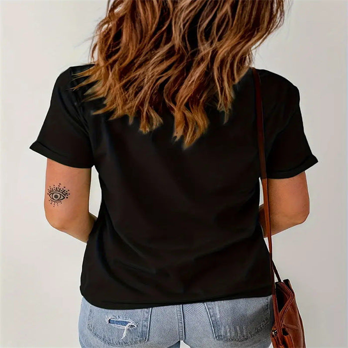 New Printed Round Neck Loose Large Size Short Sleeve T-shirt Top