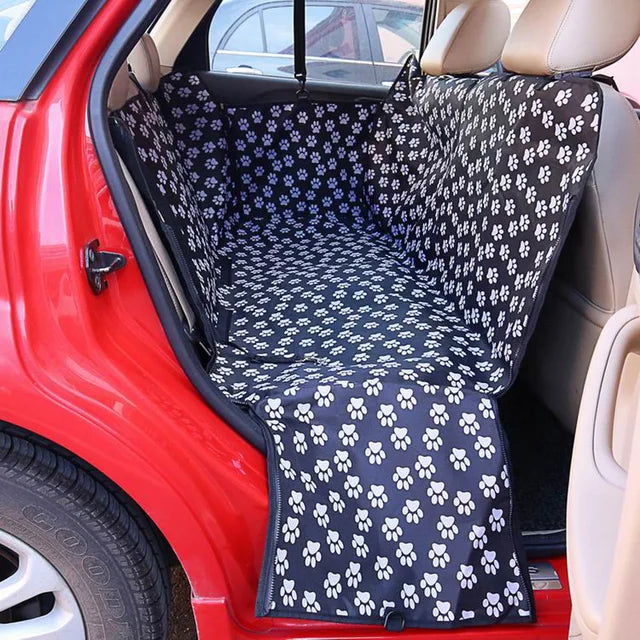 Housse de transport pour animaux de compagnie en tissu Oxford à motif de pattes, housse de siège arrière de voiture pour chien, tapis imperméable pour animaux de compagnie, coussin de protection pour hamac