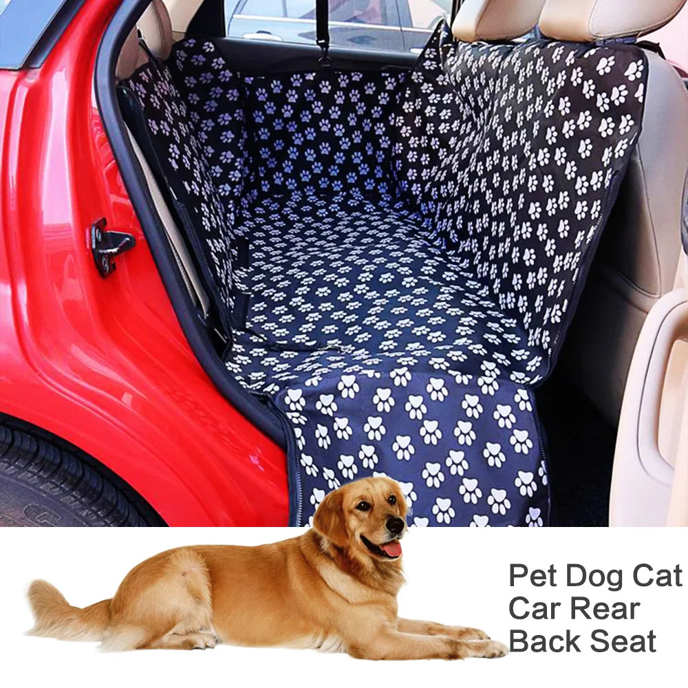 Housse de transport pour animaux de compagnie en tissu Oxford à motif de pattes, housse de siège arrière de voiture pour chien, tapis imperméable pour animaux de compagnie, coussin de protection pour hamac