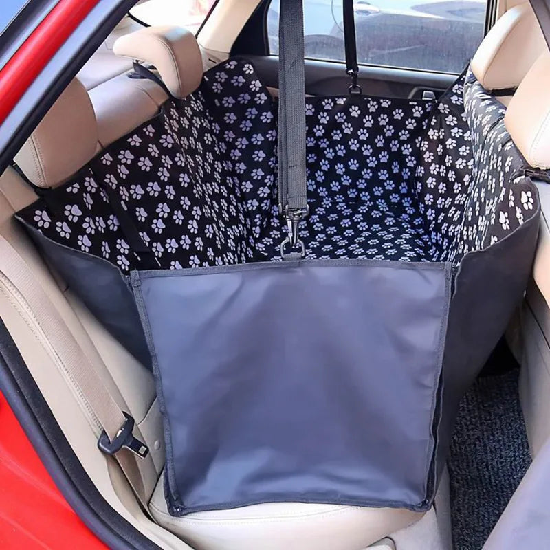 Housse de transport pour animaux de compagnie en tissu Oxford à motif de pattes, housse de siège arrière de voiture pour chien, tapis imperméable pour animaux de compagnie, coussin de protection pour hamac