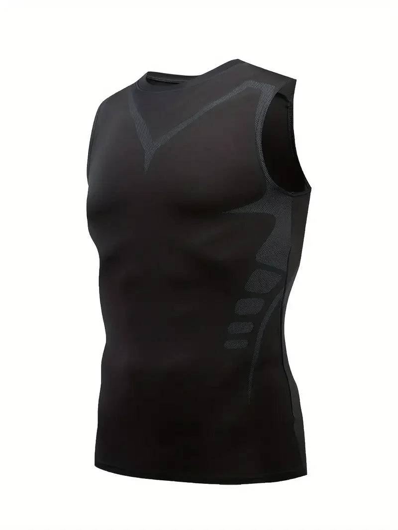 Men's Tight Vest Compression Shirt Breathable Quick Drying Top Sports Workout Gear Wear T Shirt