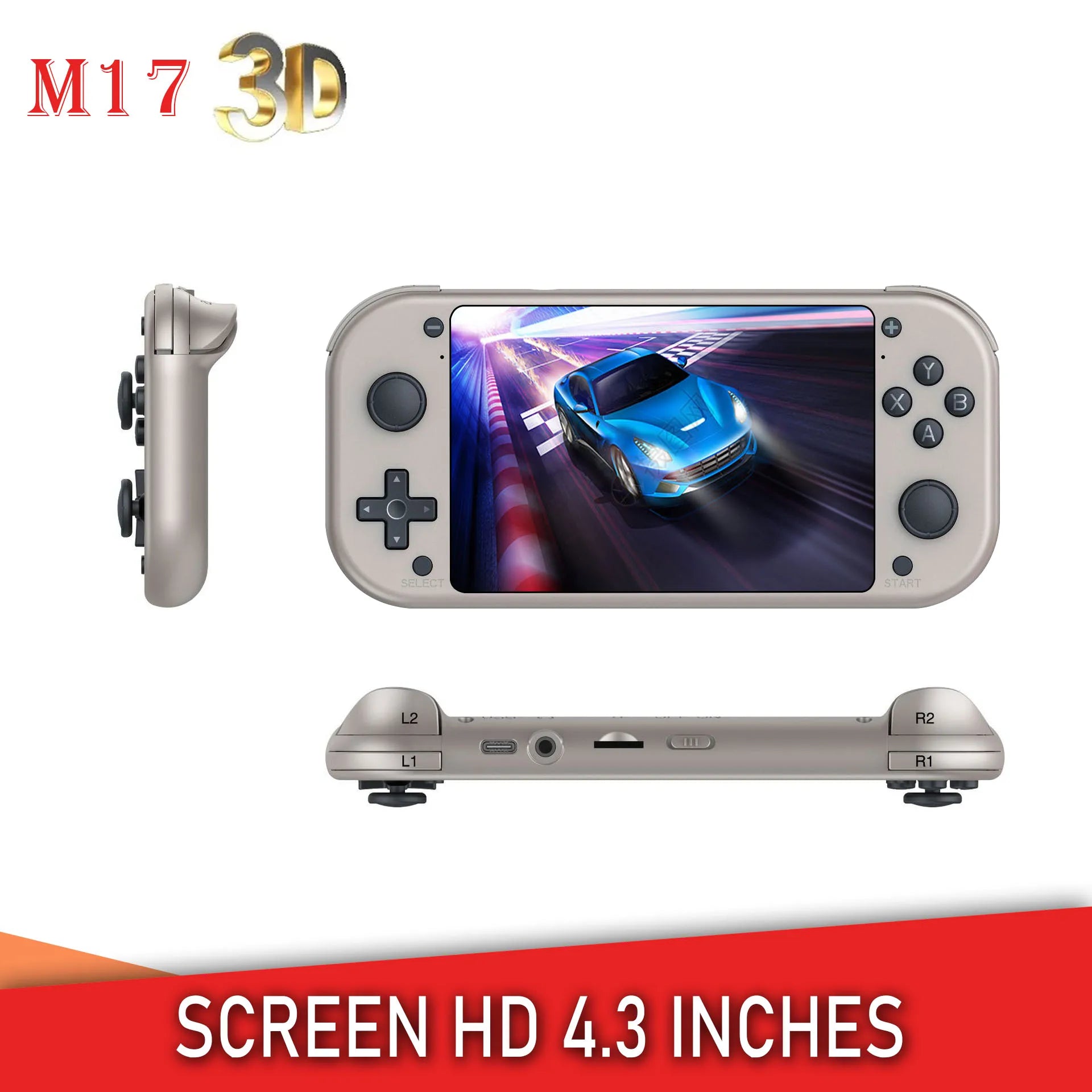 Console portable M17 Console Écran LCD 4,3 pouces Rétro Portable Jeu Vidéo 20000 + Lecteur Vidéo 25 Simulateurs Intégré