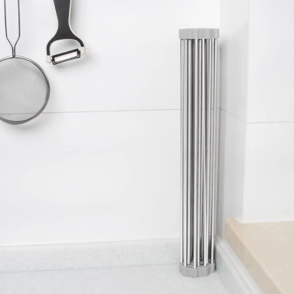 Foldable Stainless Steel Dish Drainer Roll Up Dish Drying Rack Shelf Kitchen Over The Sink Holder Bowl Tableware Plate Storage