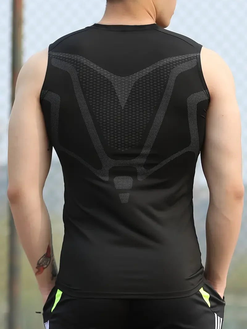 Men's Tight Vest Compression Shirt Breathable Quick Drying Top Sports Workout Gear Wear T Shirt