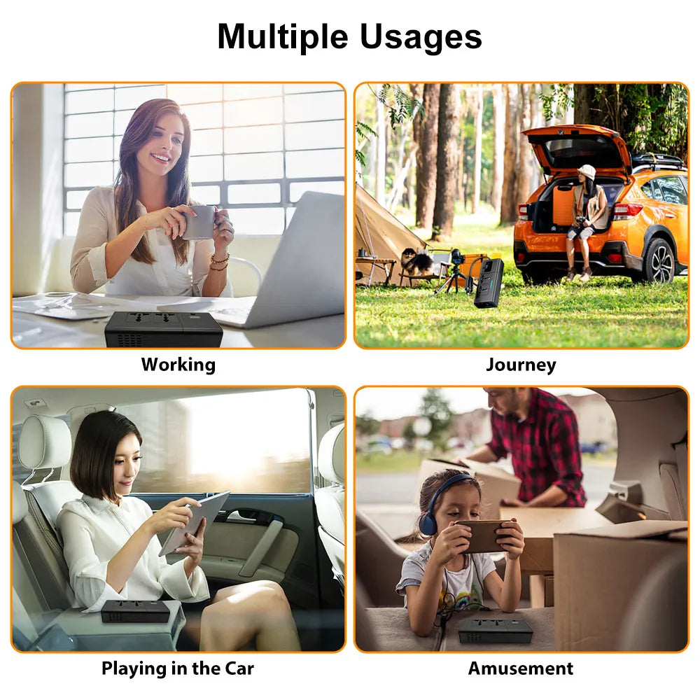 Deelife Car 220v Inverter 12 to 220 Voltage Power Converter 200W for 12V Vehicles