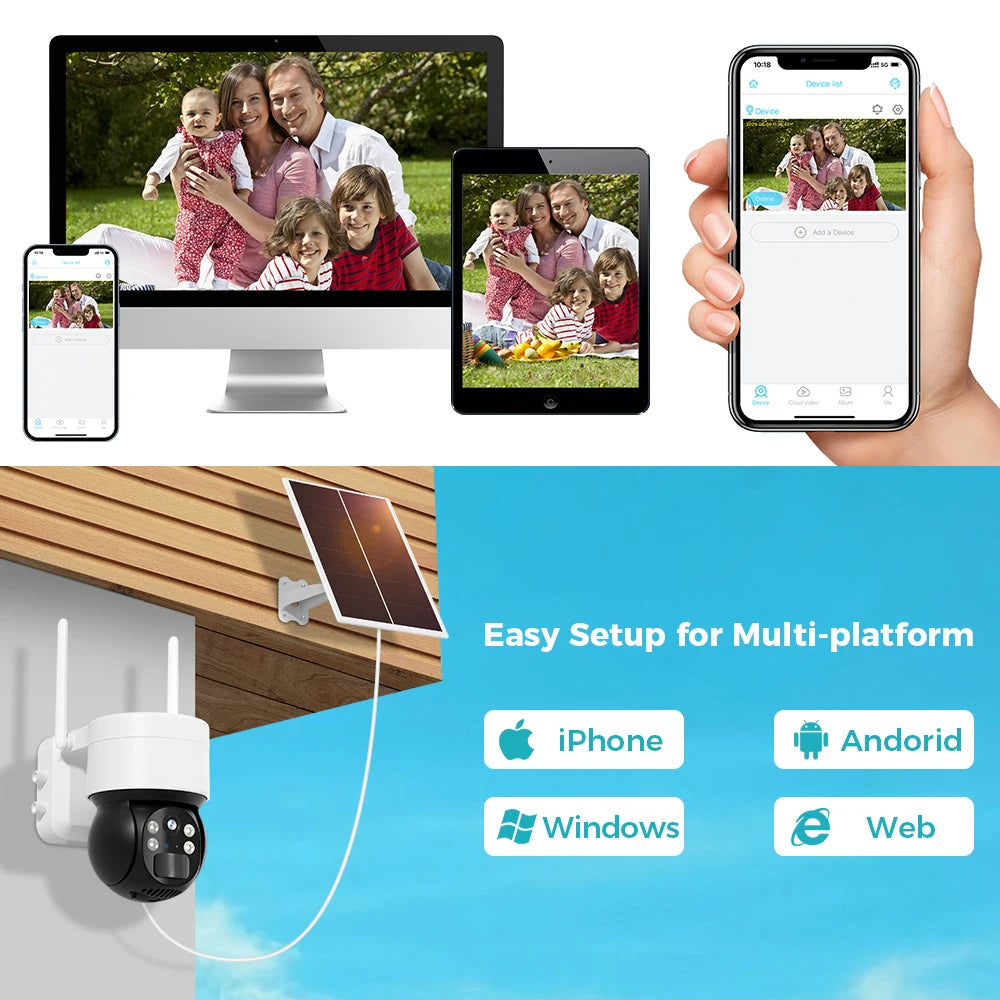 Caméra PTZ solaire WIFI 3MP 4G SIM Panneau solaire extérieur Vision nocturne Audio bidirectionnel Protection de sécurité Caméra de vidéosurveillance Caméra à batterie