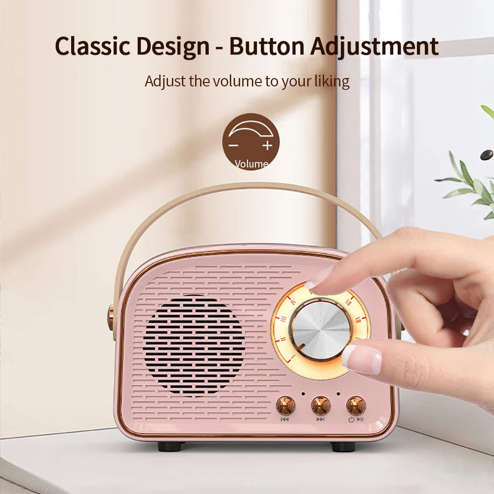 Enceinte Bluetooth rétro, mini enceinte mignonne avec radio FM, enceinte sans fil avec lecteur de musique TWS, stéréo Hi-Fi, TF, USB