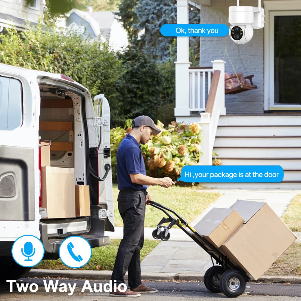 Outdoor WiFi 4MP HD PTZ Camera Wireless Solar IP Camera Built-in Battery Video Surveillance Security Camera Long Time Standby
