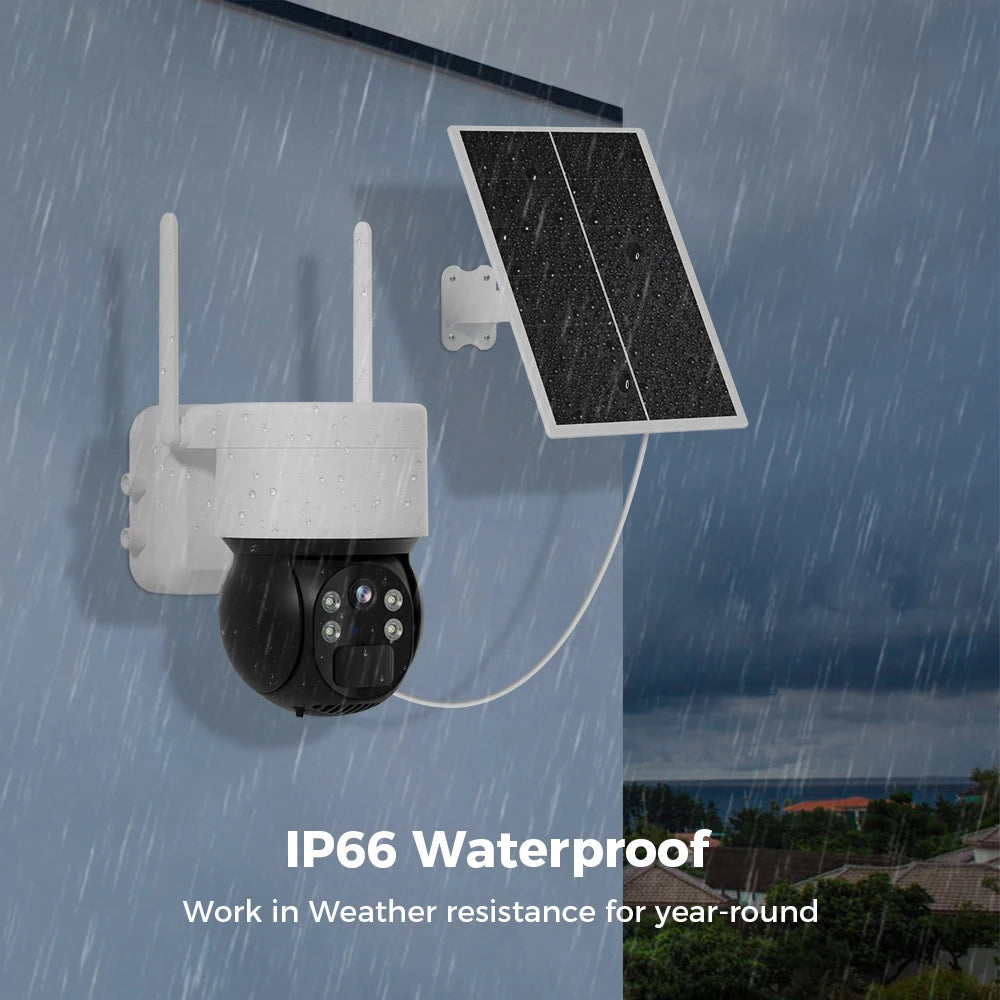 Caméra PTZ solaire WIFI 3MP 4G SIM Panneau solaire extérieur Vision nocturne Audio bidirectionnel Protection de sécurité Caméra de vidéosurveillance Caméra à batterie