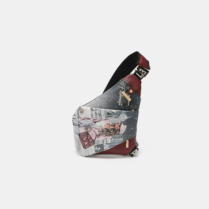 Sac bandoulière en cuir vegan à motif léopard et lèvres Nicole Lee USA
