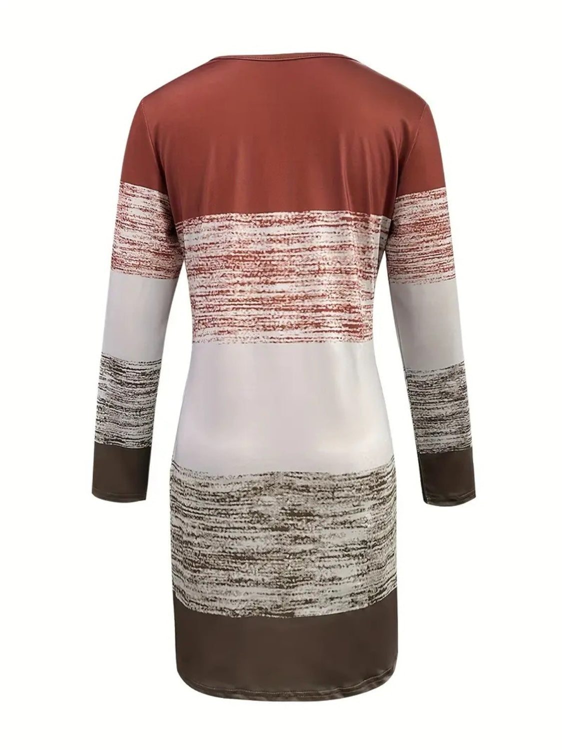 Robe à manches longues et col rond à blocs de couleurs