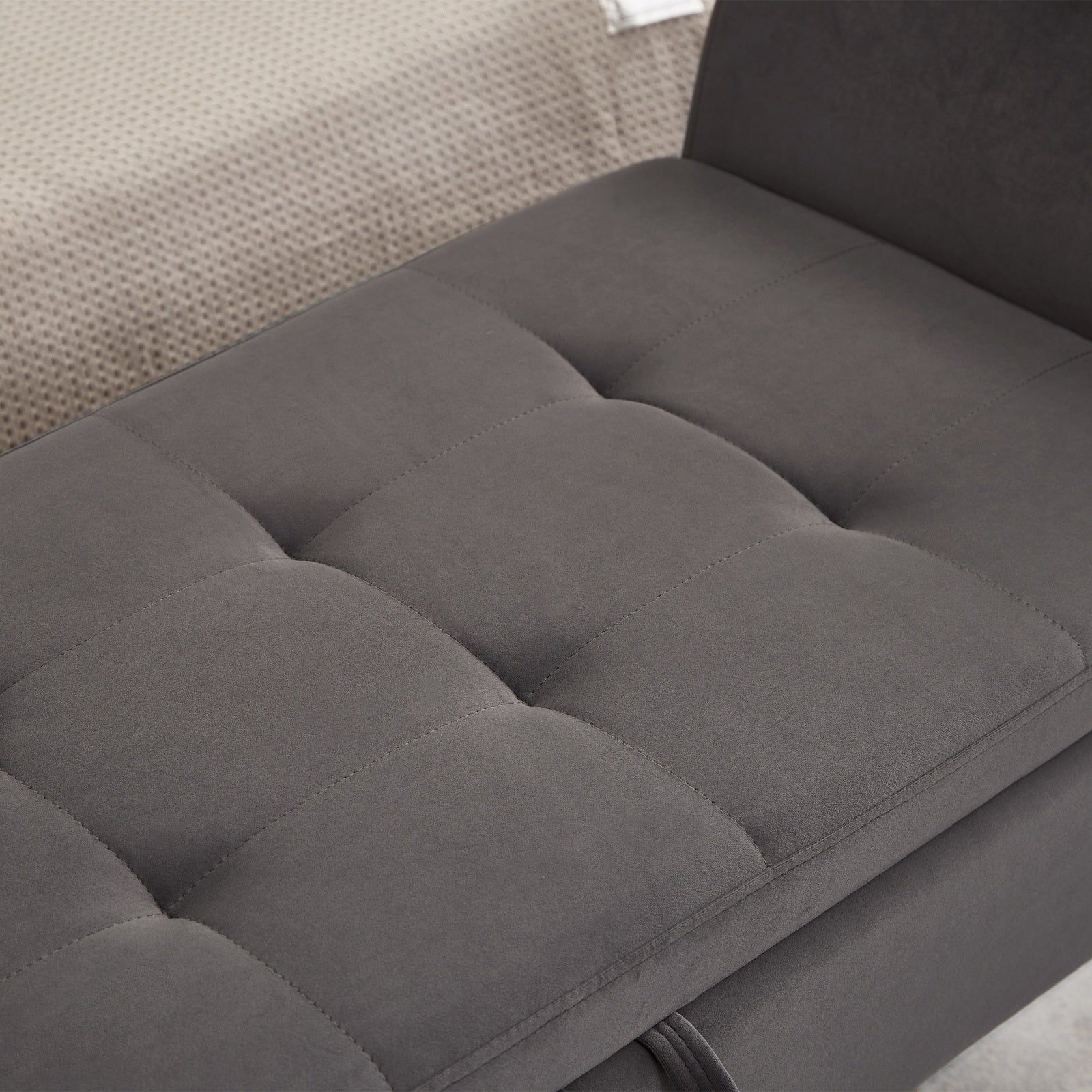51.5 Bed Bench With Storage Grey Velvet