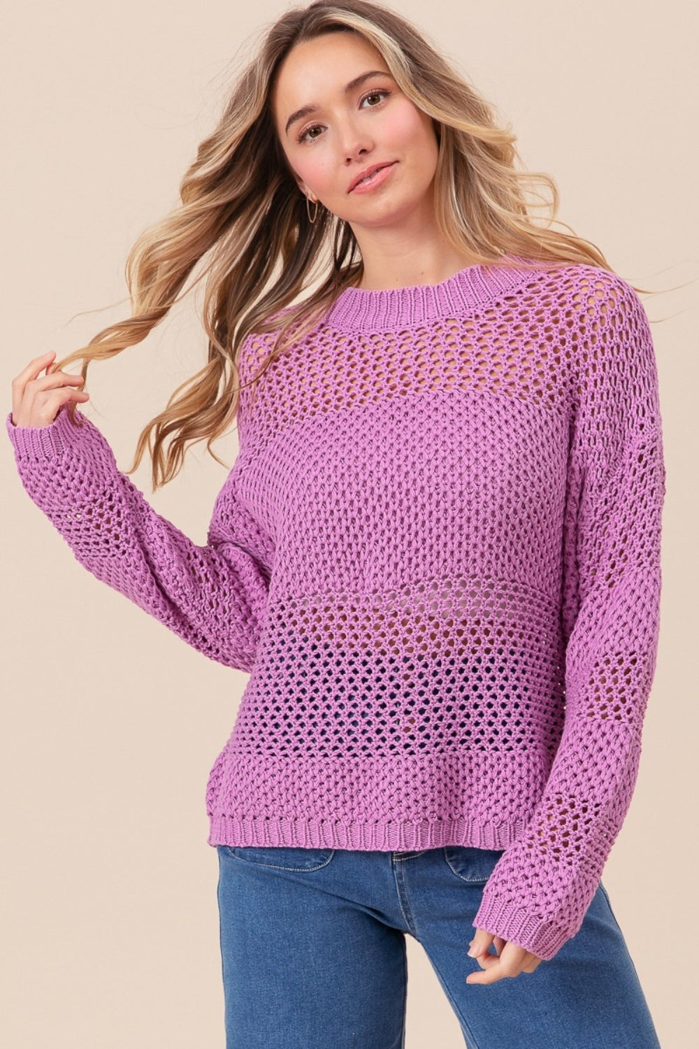 Haut en tricot ajouré à manches longues BiBi