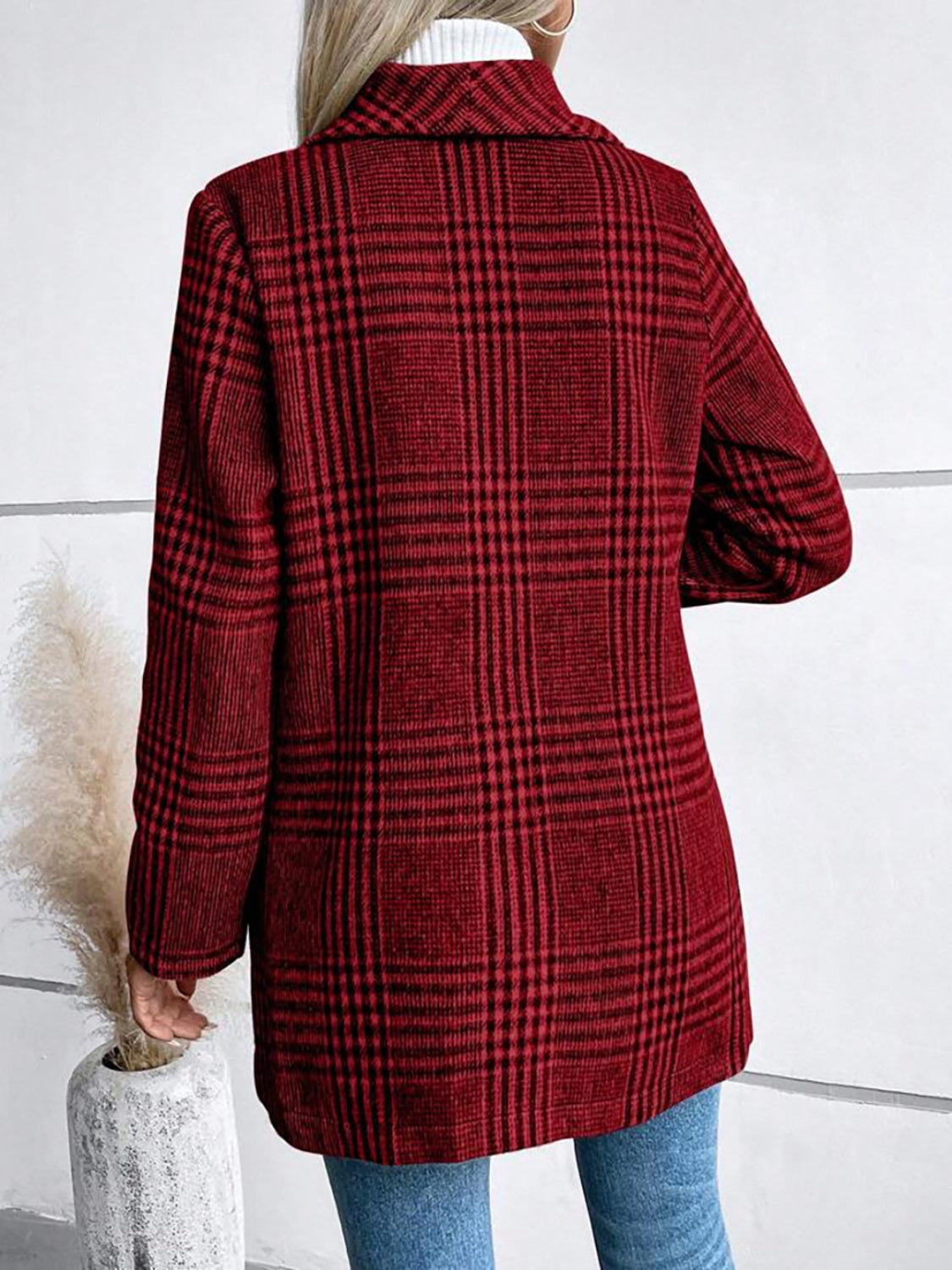 Veste à manches longues et col à carreaux