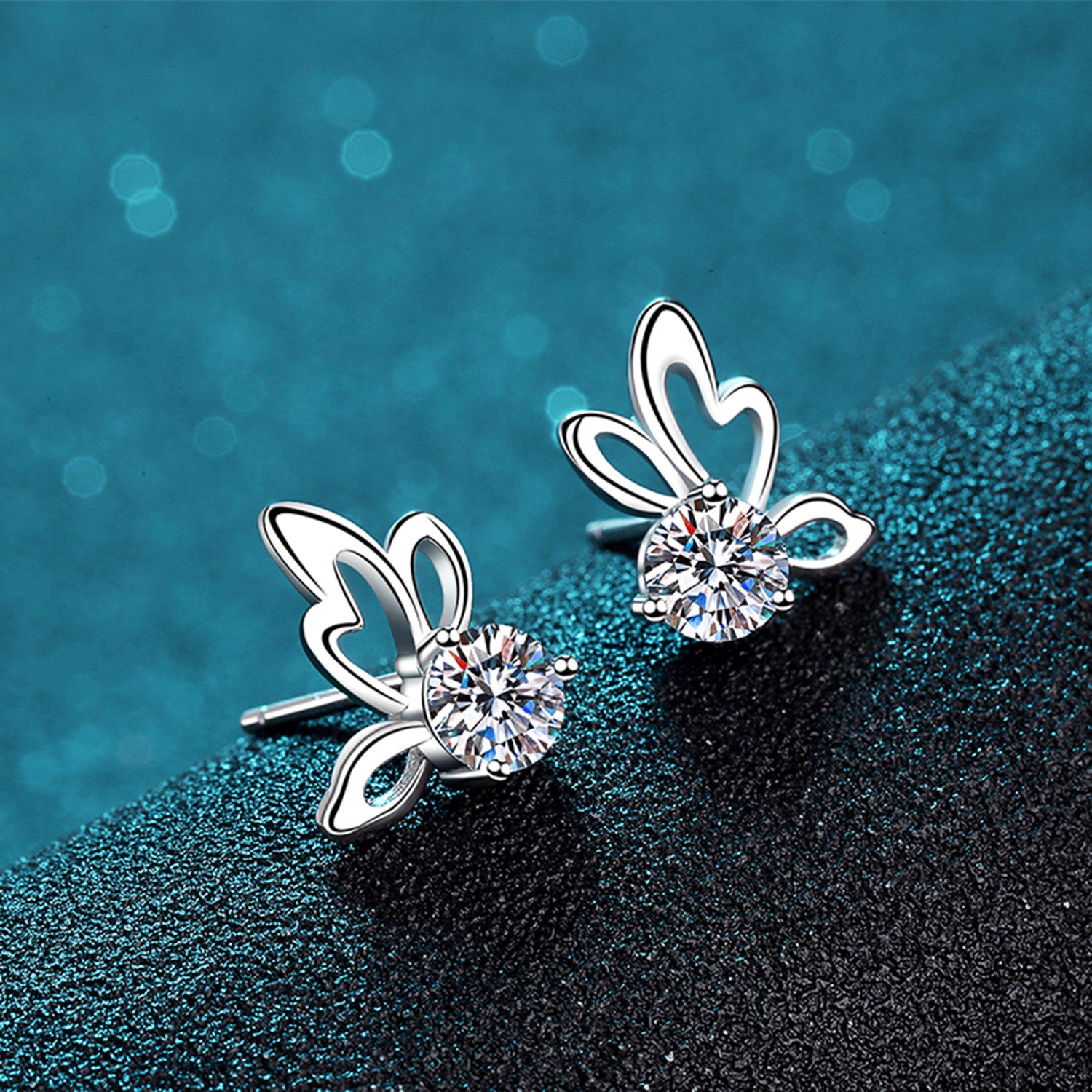 Boucles d'oreilles papillon en moissanite 1 carat