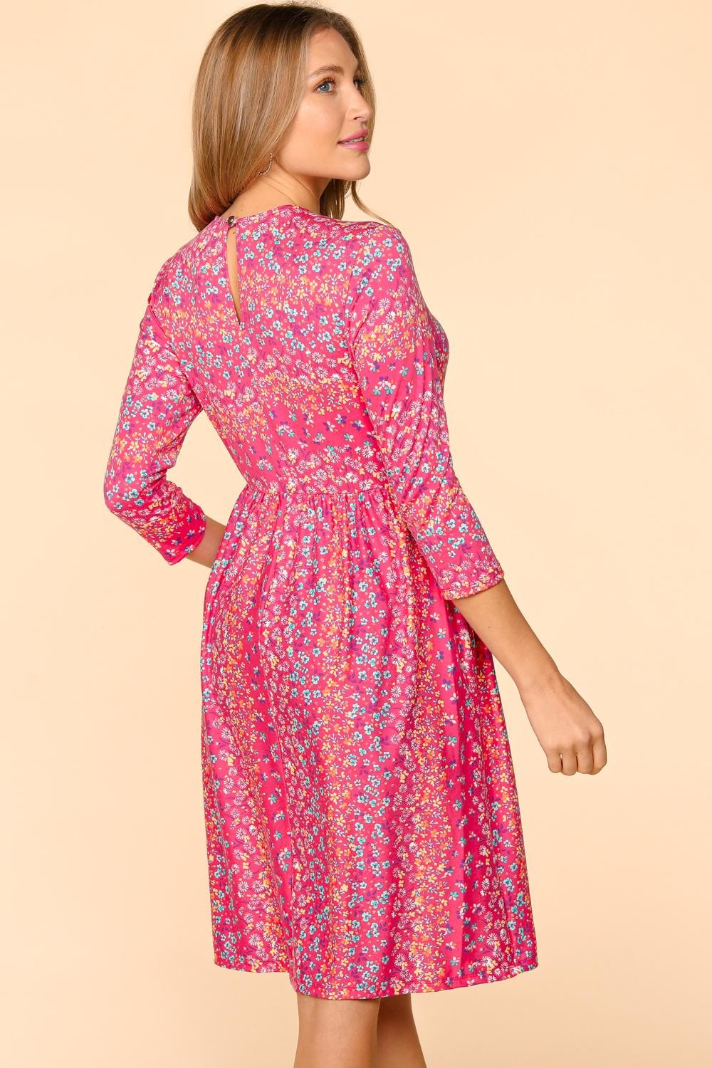 Robe fleurie à col rond et poches Haptics