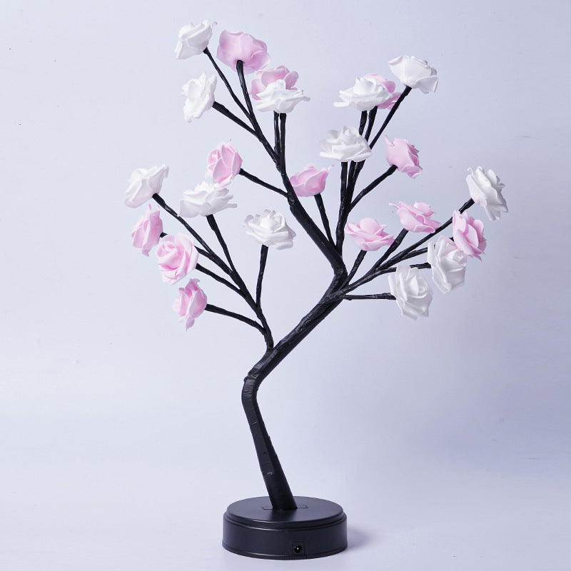Lampe de table en forme d'arbre à fleurs et de roses, veilleuse féerique, alimentée par USB, idéale pour un mariage, la Saint-Valentin ou Noël.