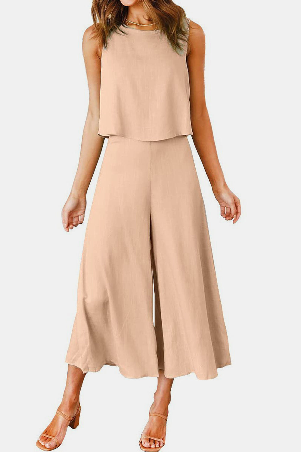 Ensemble haut à col rond et pantalon large