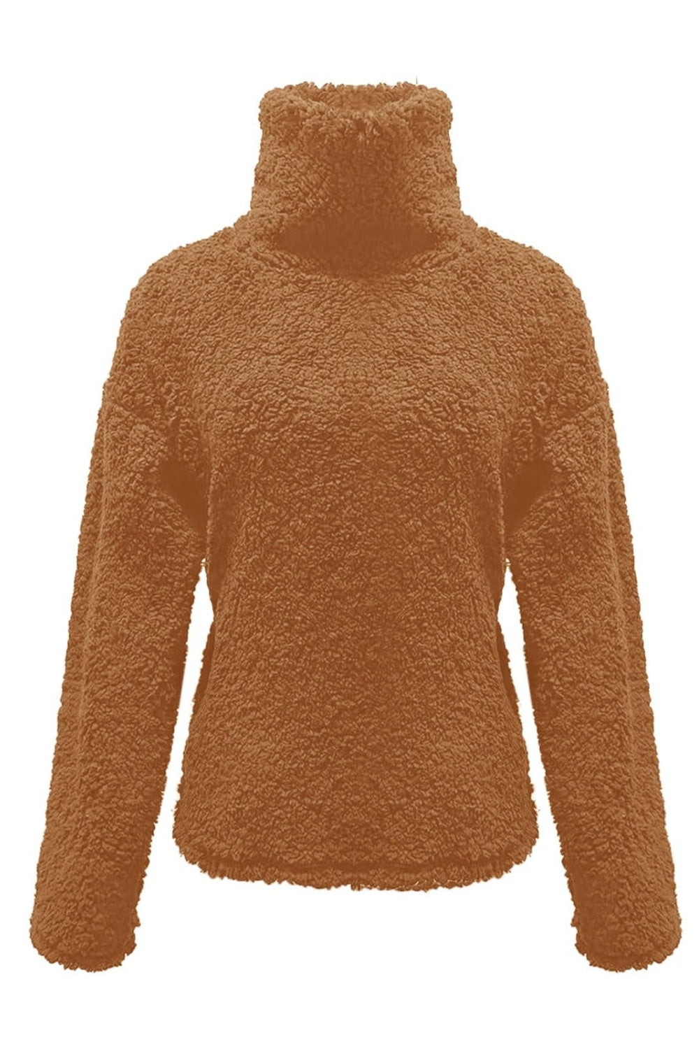 Sweat-shirt à manches longues et col roulé duveteux