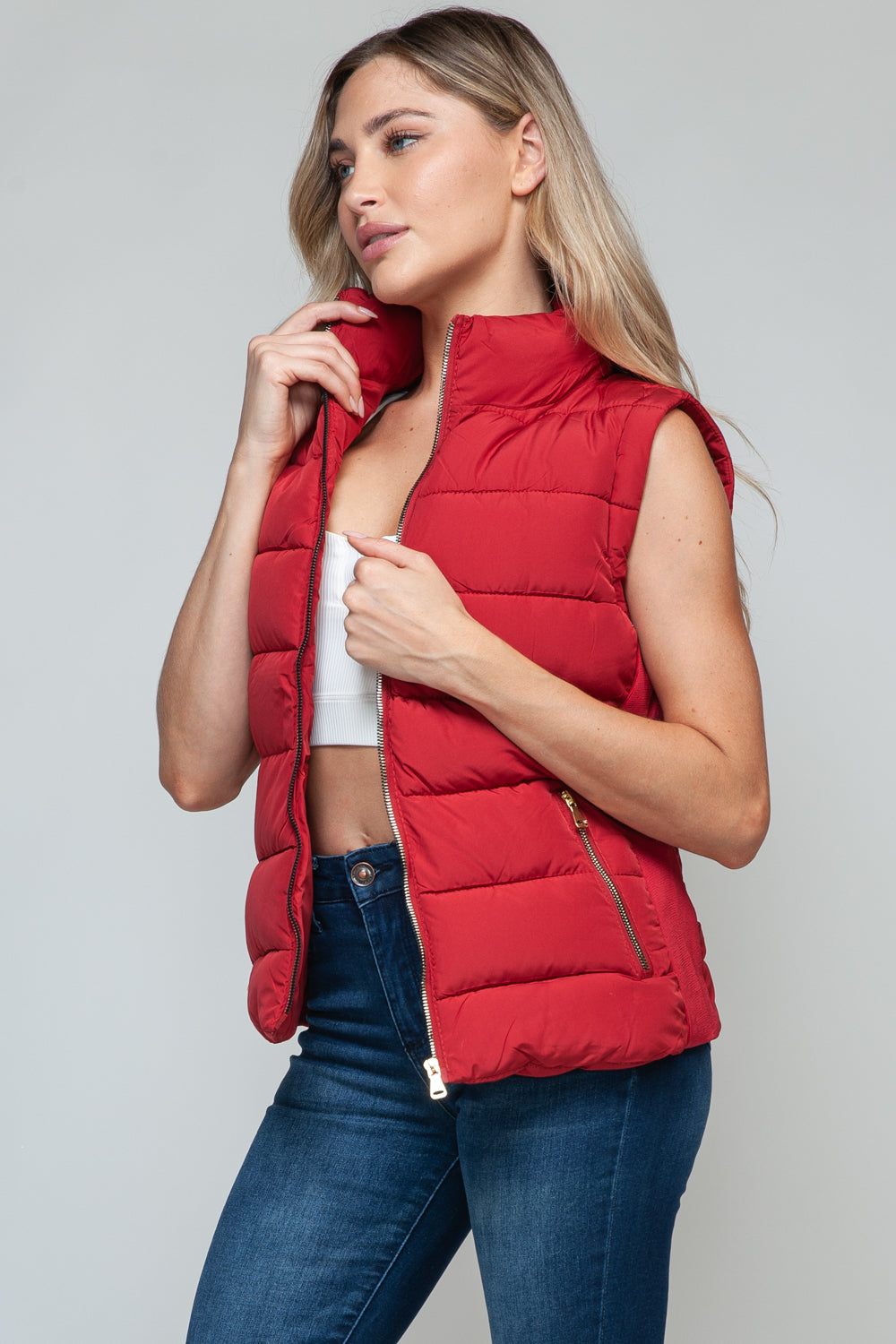 Gilet à col roulé zippé snob avec poches