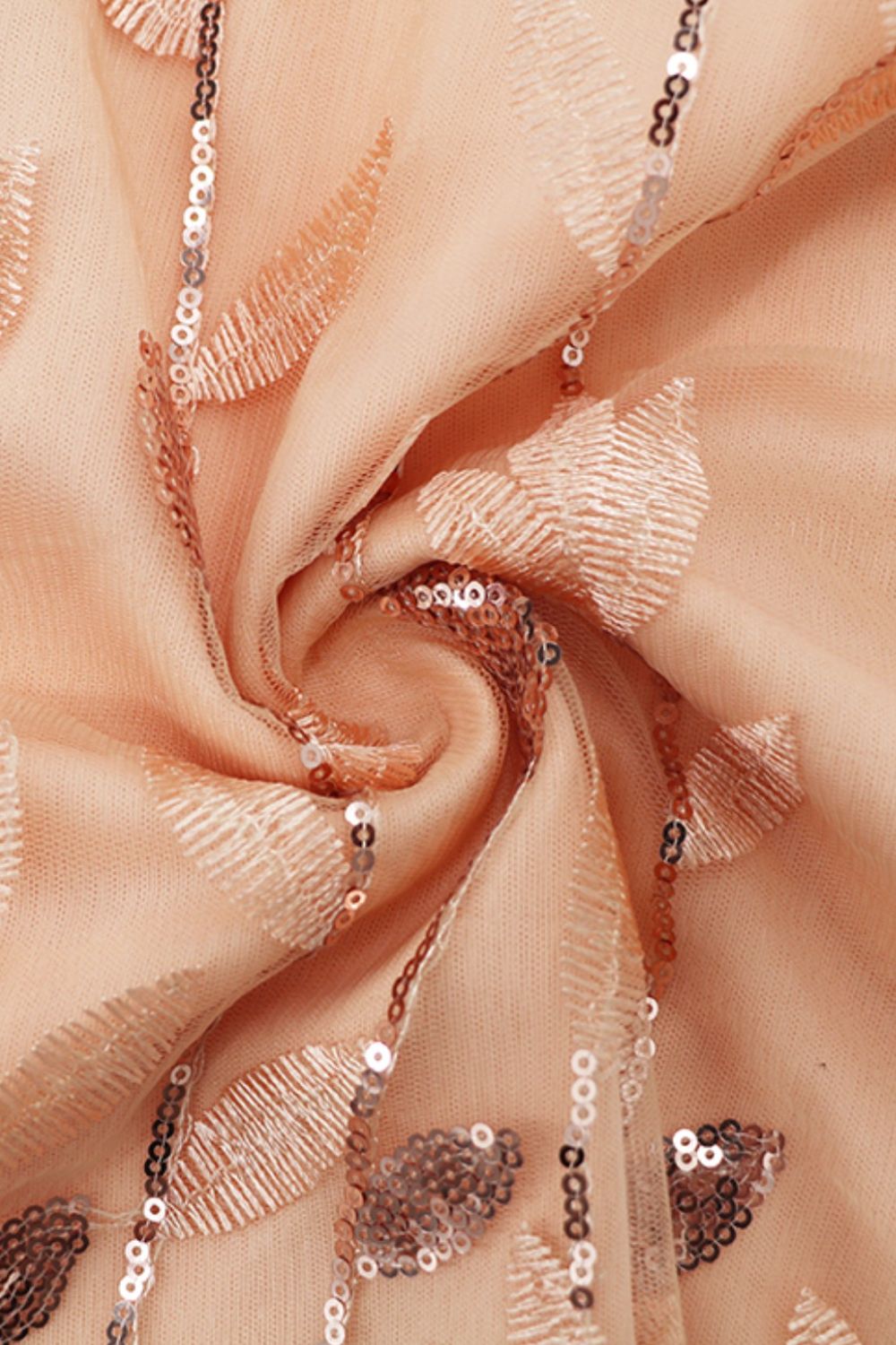Robe à manches courtes avec broderie de feuilles à sequins et nœud sur le devant
