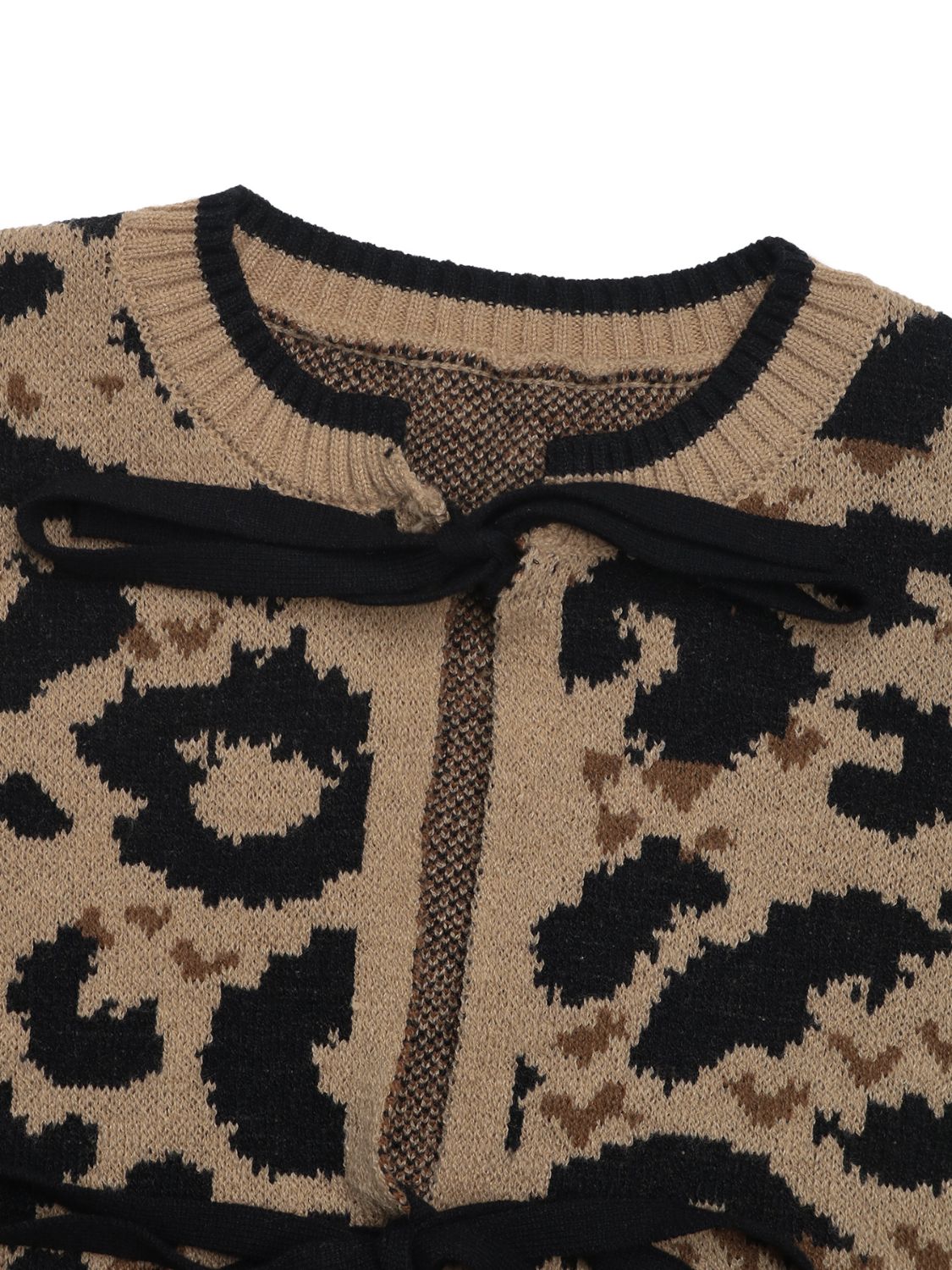 Cardigan à manches longues noué léopard Perfee
