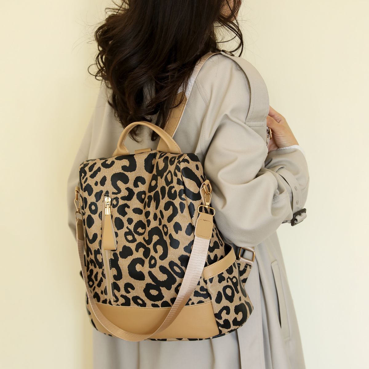 Sac à dos en cuir PU léopard