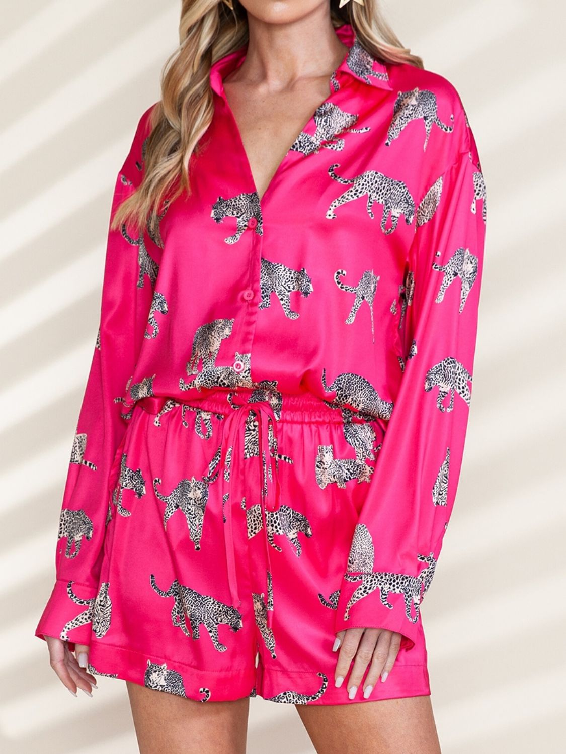 Ensemble chemise boutonnée et short à motif animal