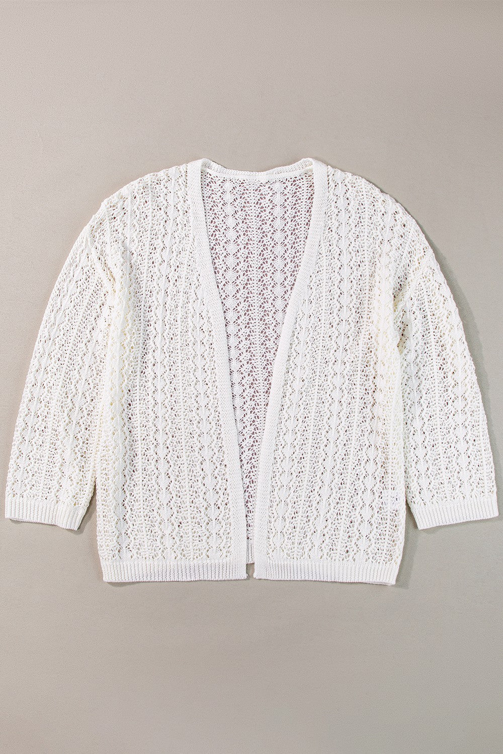 Cardigan ajouré à épaules tombantes et devant ouvert