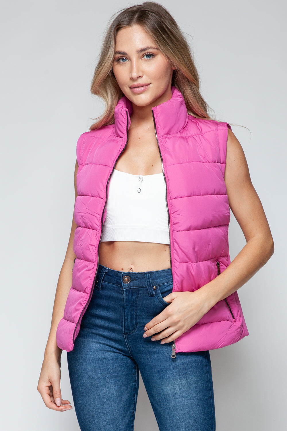 Gilet à col roulé zippé snob avec poches