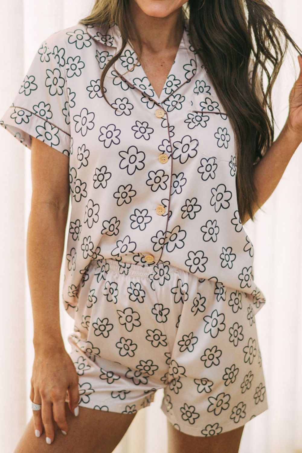 Ensemble de détente haut et short à imprimé floral