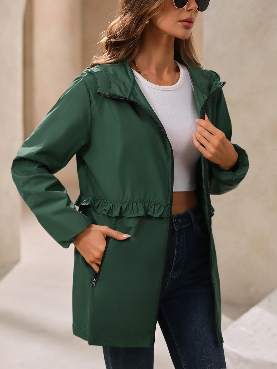 Veste à capuche zippée à manches longues