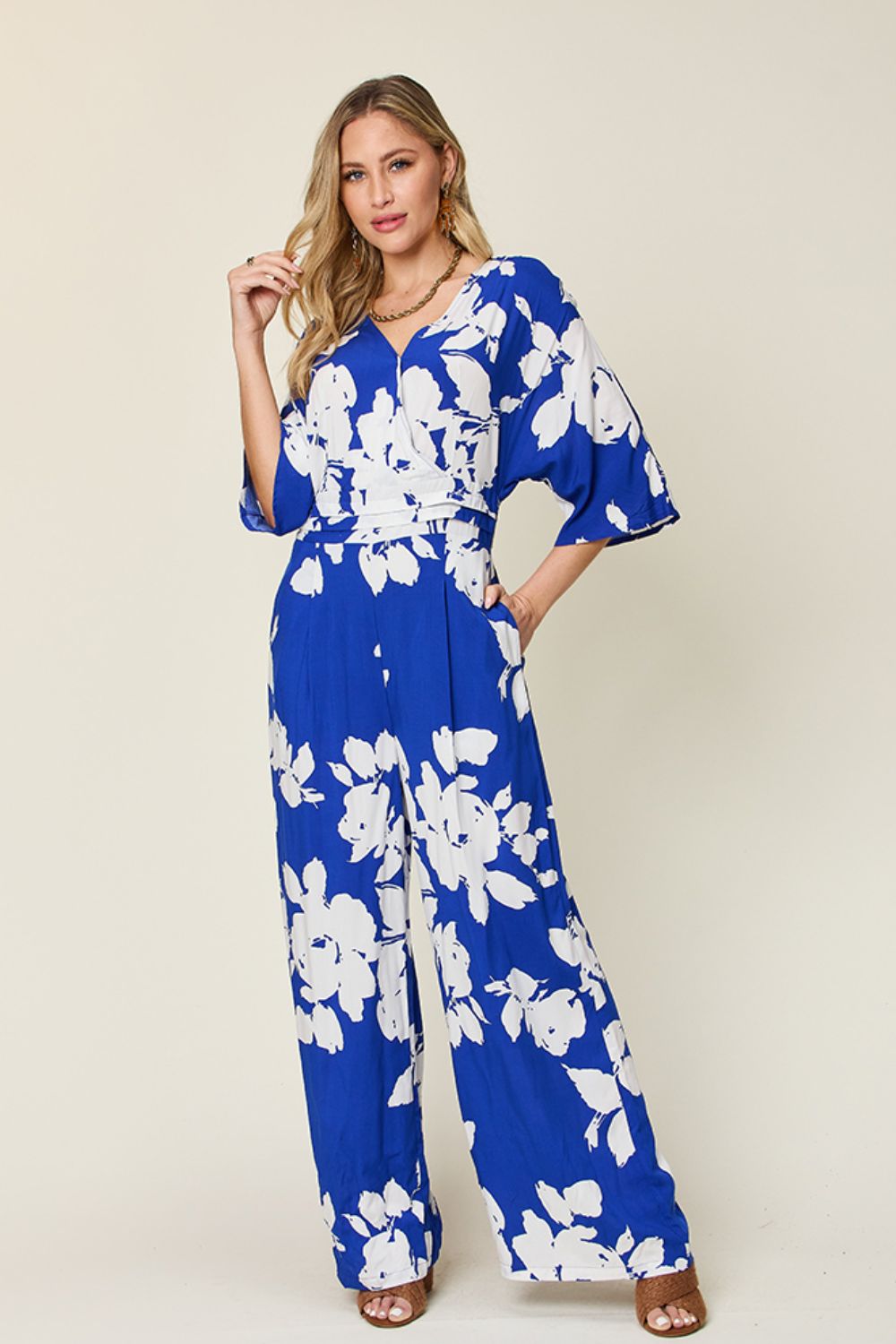 Combinaison à jambes larges et nouée dans le dos, taille réelle, imprimée Double Take