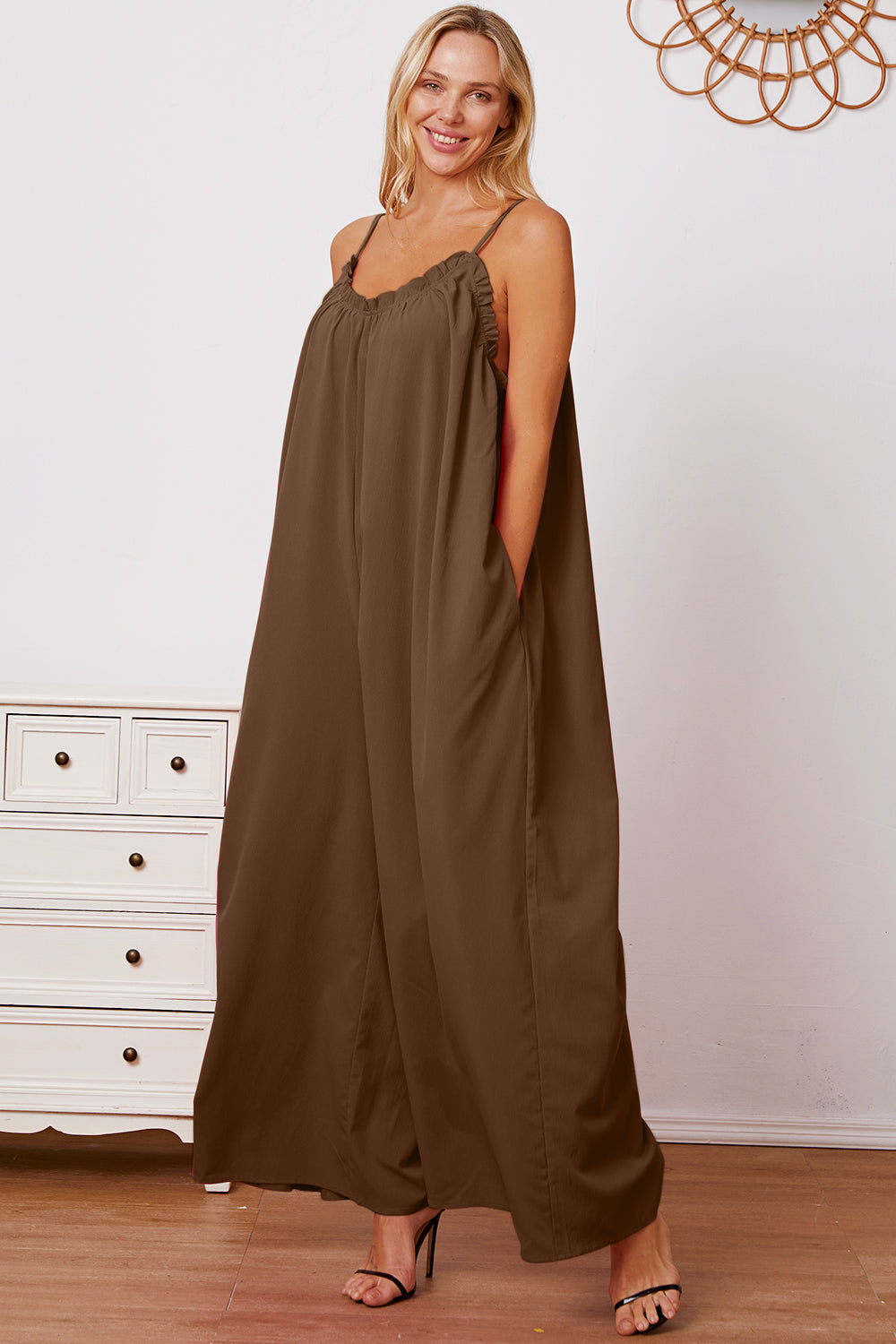 Combinaison camisole Double Take taille réelle à volants et à nouer dans le dos avec poches