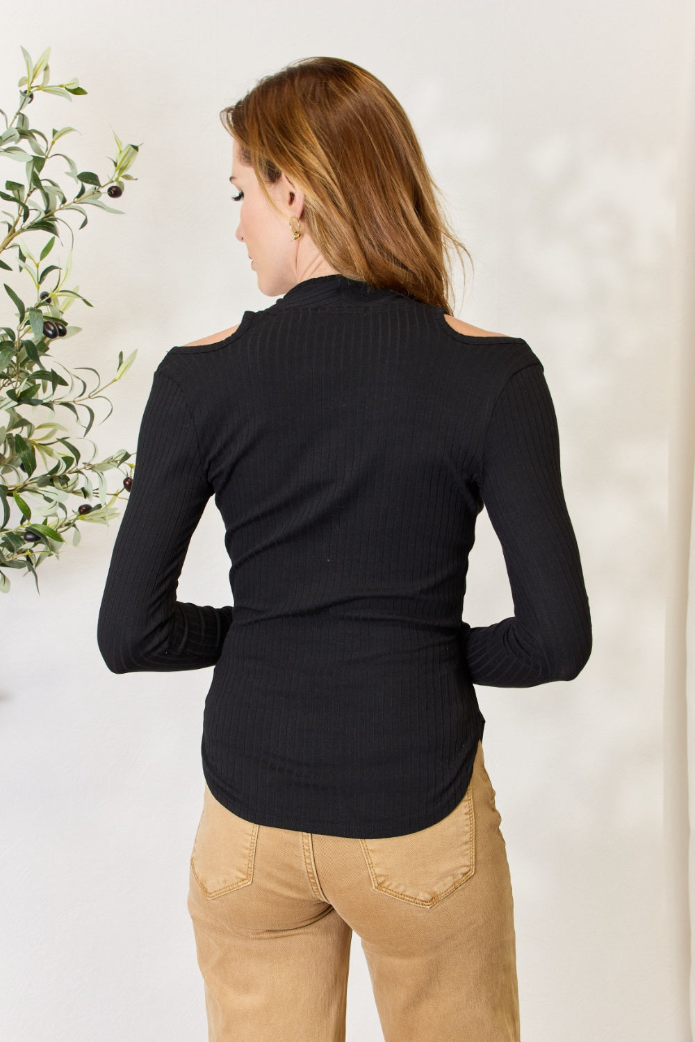 Haut côtelé à épaules dénudées et surplis, grande taille, Culture Code