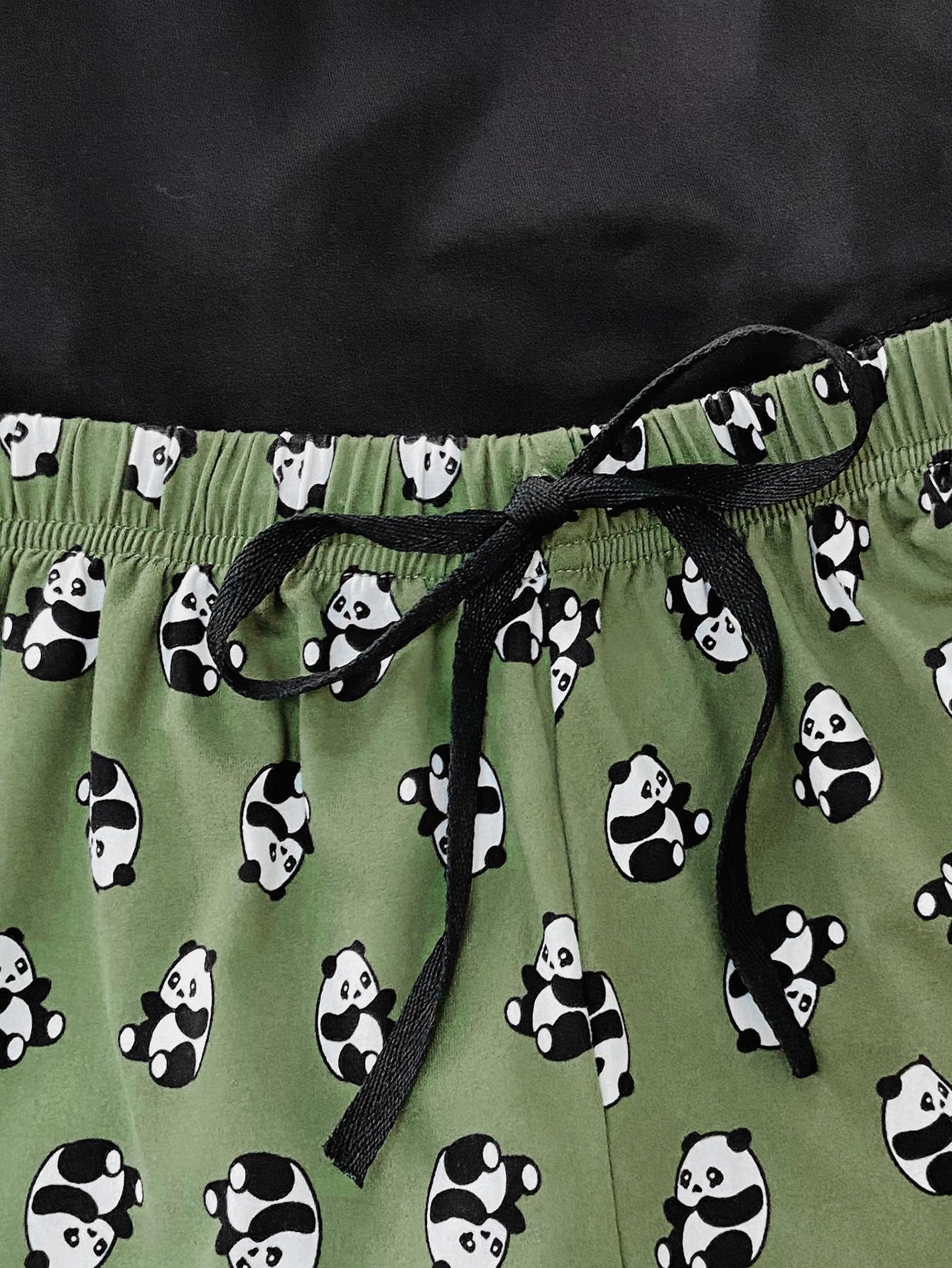Ensemble de détente avec t-shirt graphique et short imprimé panda