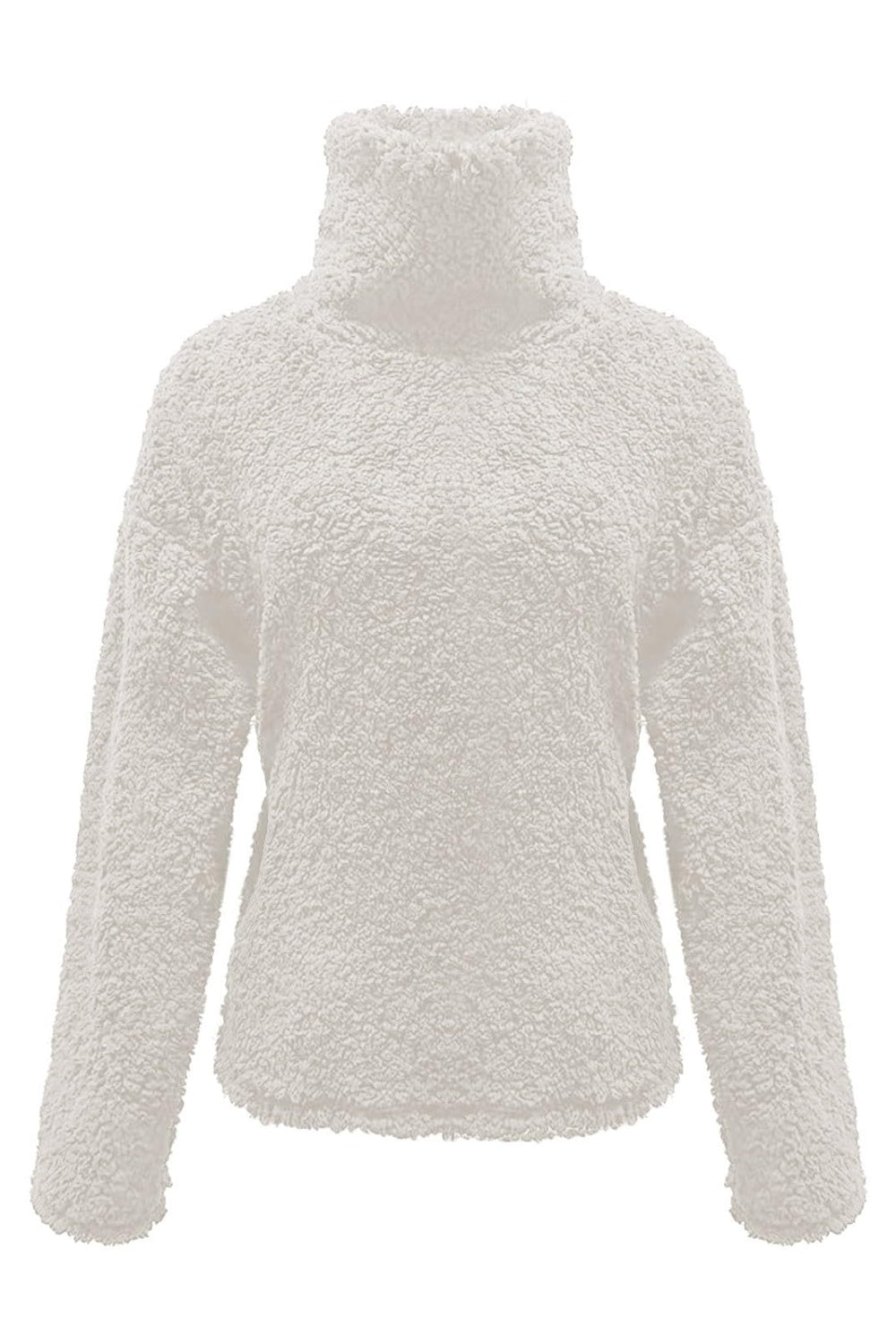 Sweat-shirt à manches longues et col roulé duveteux
