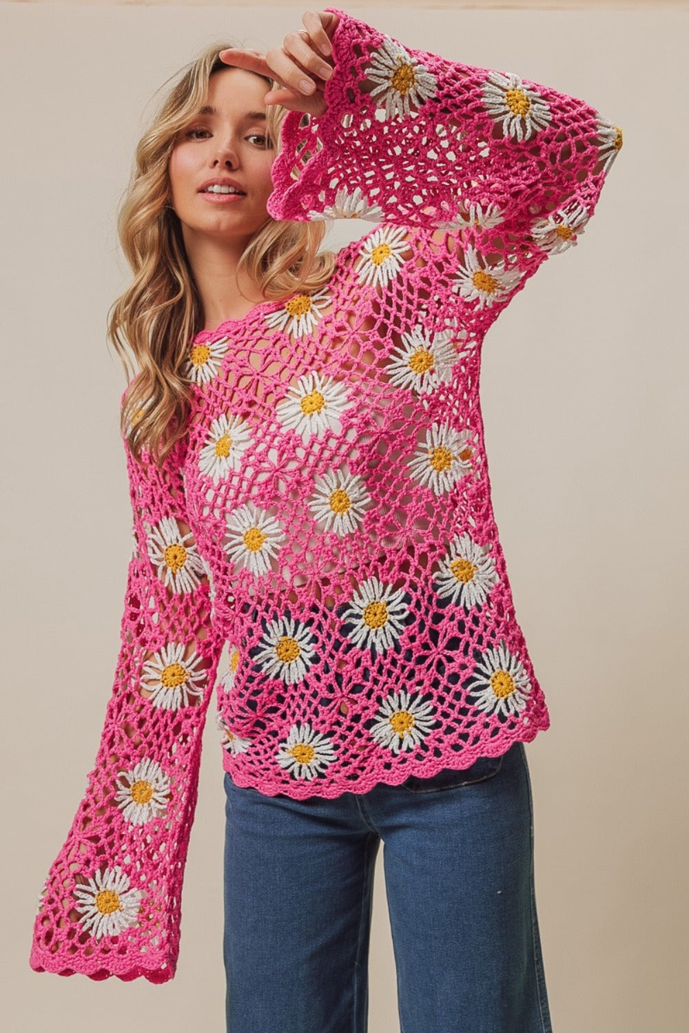 Cache-maillot BiBi en dentelle et crochet à fleurs