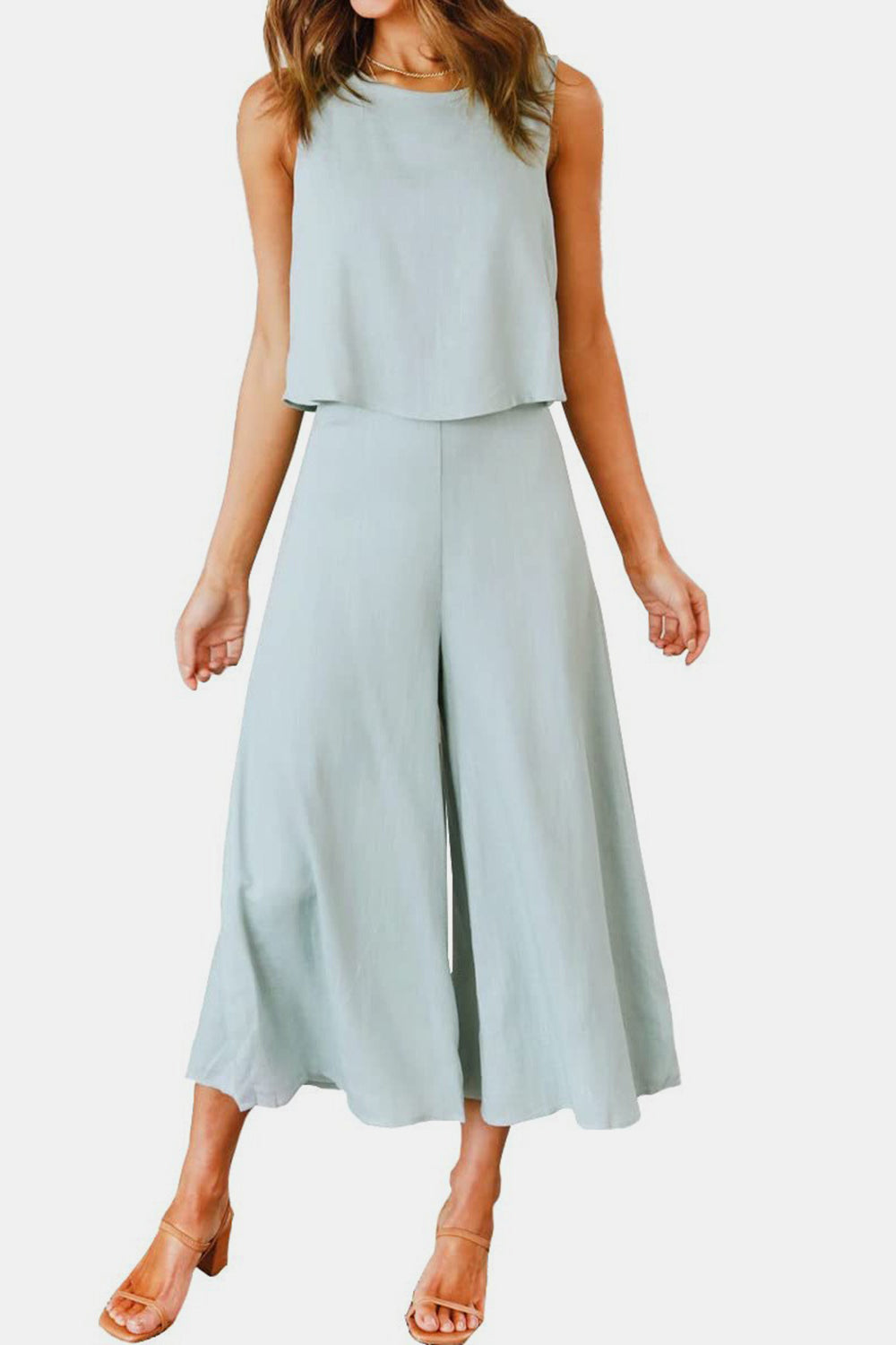 Ensemble haut à col rond et pantalon large