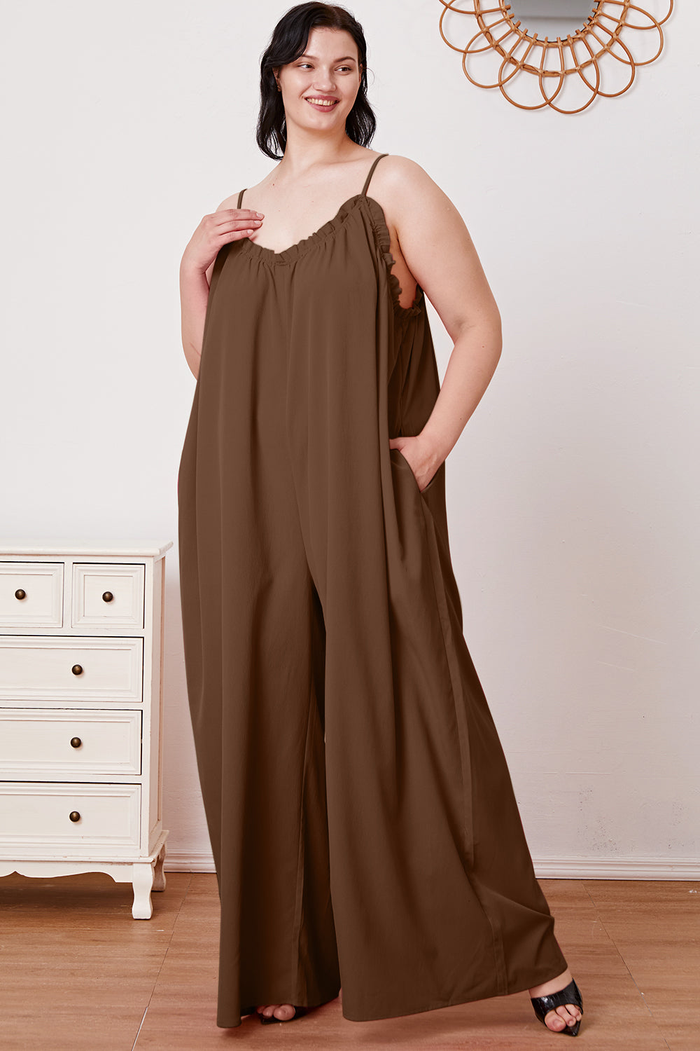 Combinaison camisole Double Take taille réelle à volants et à nouer dans le dos avec poches