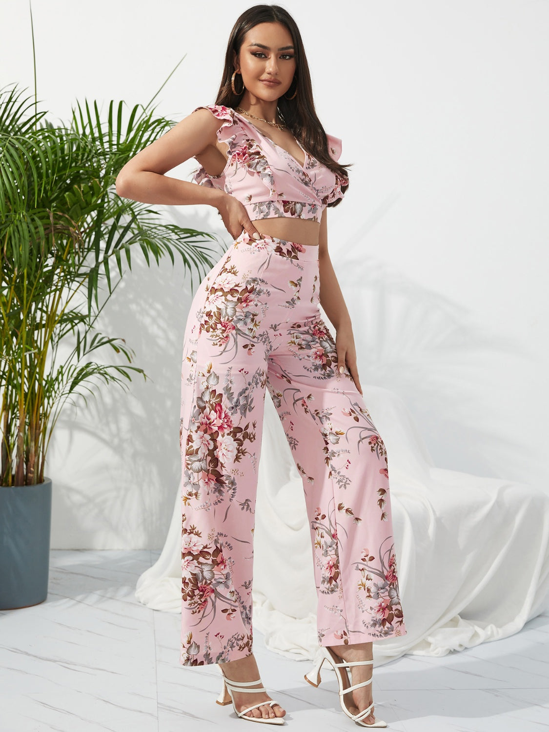 Ensemble haut à manches courtes et pantalon à imprimé surplis