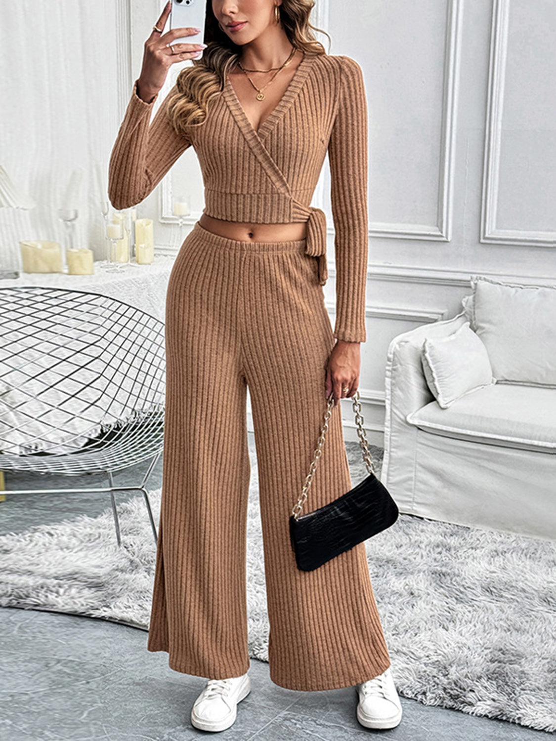 Ensemble haut à manches longues et pantalon à surplis Perfee