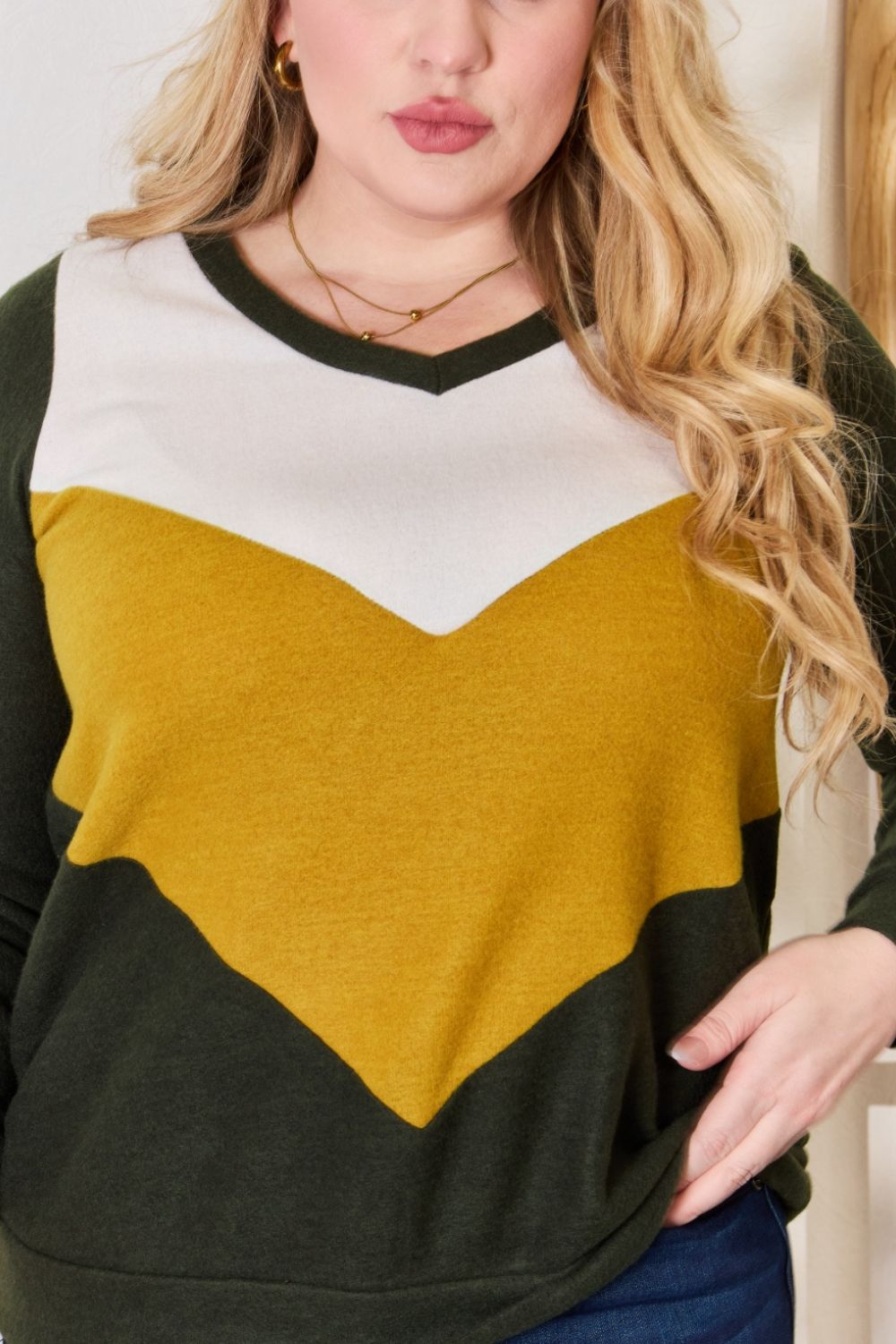 Chemisier col V colorblock grande taille Hailey & Co